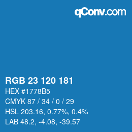 カラーコード: RGB 23 120 181 | qconv.com