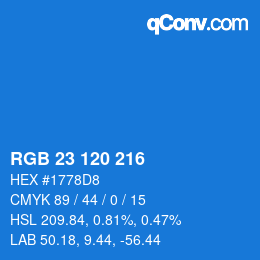 Color code: RGB 23 120 216 | qconv.com