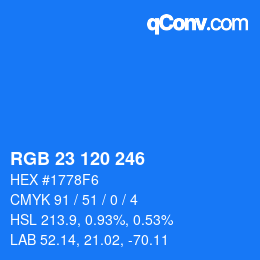 Color code: RGB 23 120 246 | qconv.com