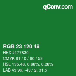 颜色代码: RGB 23 120 48 | qconv.com