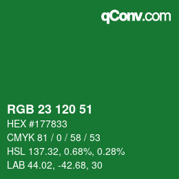 颜色代码: RGB 23 120 51 | qconv.com
