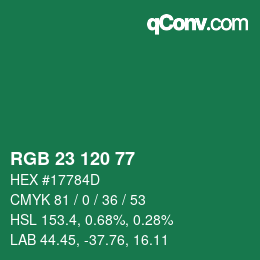 颜色代码: RGB 23 120 77 | qconv.com