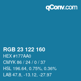 カラーコード: RGB 23 122 160 | qconv.com