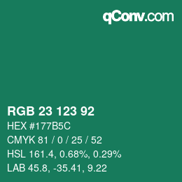 Color code: RGB 23 123 92 | qconv.com