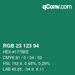 Color code: RGB 23 123 94 | qconv.com