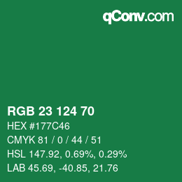 Color code: RGB 23 124 70 | qconv.com
