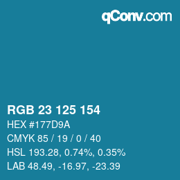 Color code: RGB 23 125 154 | qconv.com