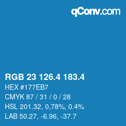 カラーコード: RGB 23 126.4 183.4 | qconv.com