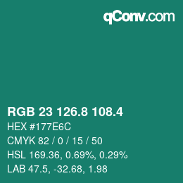 カラーコード: RGB 23 126.8 108.4 | qconv.com
