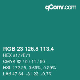 カラーコード: RGB 23 126.8 113.4 | qconv.com
