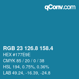 カラーコード: RGB 23 126.8 158.4 | qconv.com