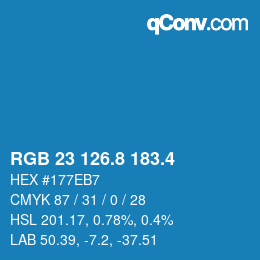 カラーコード: RGB 23 126.8 183.4 | qconv.com