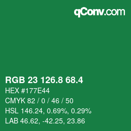 カラーコード: RGB 23 126.8 68.4 | qconv.com