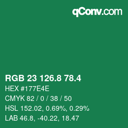 カラーコード: RGB 23 126.8 78.4 | qconv.com