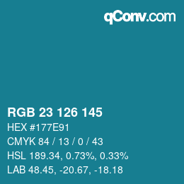 Color code: RGB 23 126 145 | qconv.com