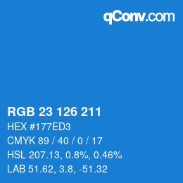 Farbcode: RGB 23 126 211 | qconv.com