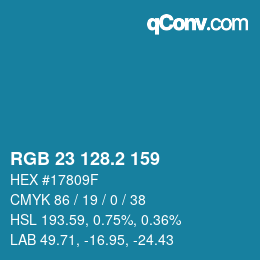 カラーコード: RGB 23 128.2 159 | qconv.com