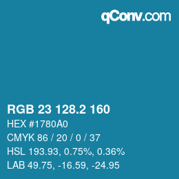 カラーコード: RGB 23 128.2 160 | qconv.com
