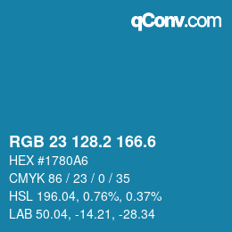カラーコード: RGB 23 128.2 166.6 | qconv.com