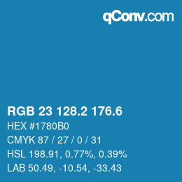 カラーコード: RGB 23 128.2 176.6 | qconv.com