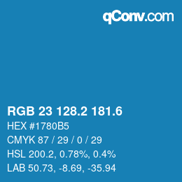 カラーコード: RGB 23 128.2 181.6 | qconv.com
