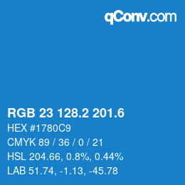 カラーコード: RGB 23 128.2 201.6 | qconv.com