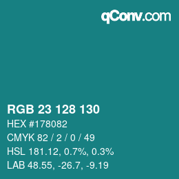 颜色代码: RGB 23 128 130 | qconv.com