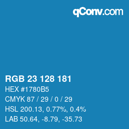 颜色代码: RGB 23 128 181 | qconv.com