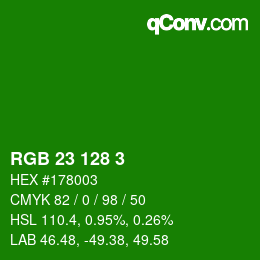 Color code: RGB 23 128 3 | qconv.com