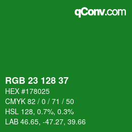 Color code: RGB 23 128 37 | qconv.com