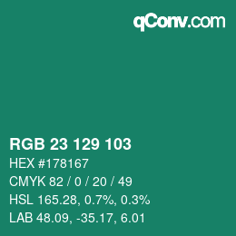 Color code: RGB 23 129 103 | qconv.com