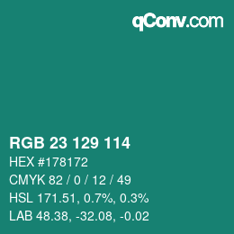 Color code: RGB 23 129 114 | qconv.com