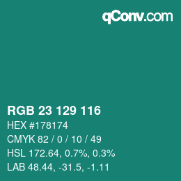 Color code: RGB 23 129 116 | qconv.com