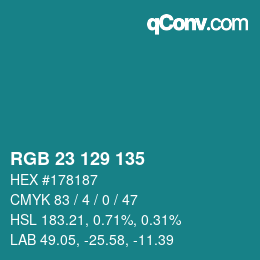 Color code: RGB 23 129 135 | qconv.com