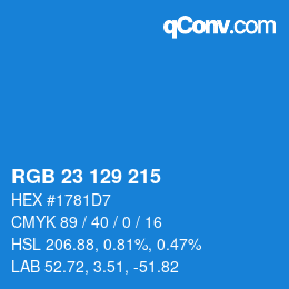 カラーコード: RGB 23 129 215 | qconv.com