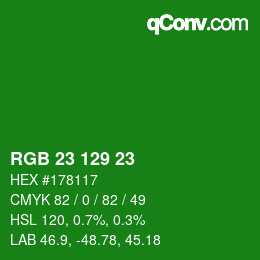 Color code: RGB 23 129 23 | qconv.com