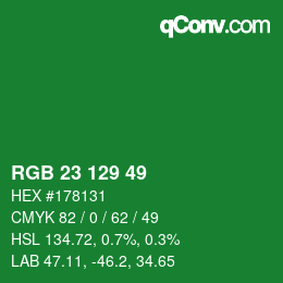 Color code: RGB 23 129 49 | qconv.com