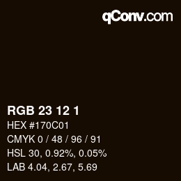 カラーコード: RGB 23 12 1 | qconv.com