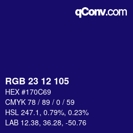 颜色代码: RGB 23 12 105 | qconv.com