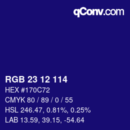 Color code: RGB 23 12 114 | qconv.com
