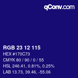 Color code: RGB 23 12 115 | qconv.com