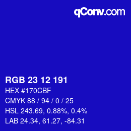 Color code: RGB 23 12 191 | qconv.com
