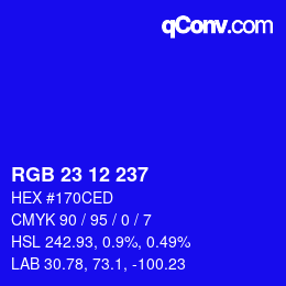 Color code: RGB 23 12 237 | qconv.com