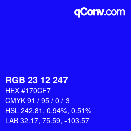 Color code: RGB 23 12 247 | qconv.com