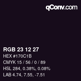 Color code: RGB 23 12 27 | qconv.com