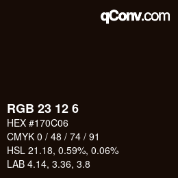 カラーコード: RGB 23 12 6 | qconv.com