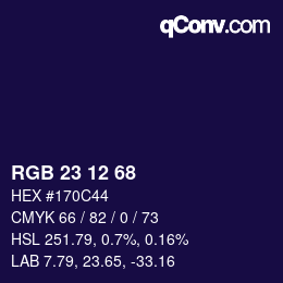 Color code: RGB 23 12 68 | qconv.com