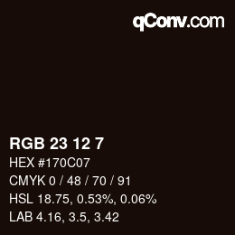 Color code: RGB 23 12 7 | qconv.com