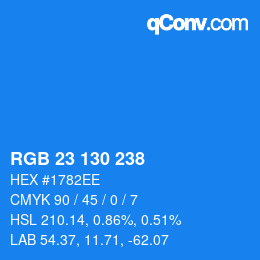 Color code: RGB 23 130 238 | qconv.com
