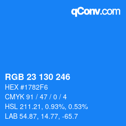 Color code: RGB 23 130 246 | qconv.com